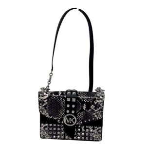 Michael Kors Black and Gray  Snake print Crossbody Bag with dark metal detailing